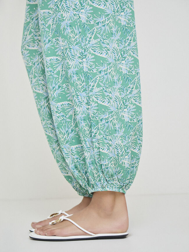 PANTAL&Oacute;N BOMBACHO ESTAMPADO Hoja