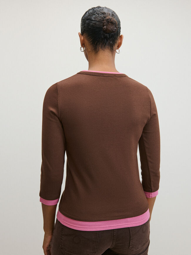 CAMISETA DOBLE CAPA Marron