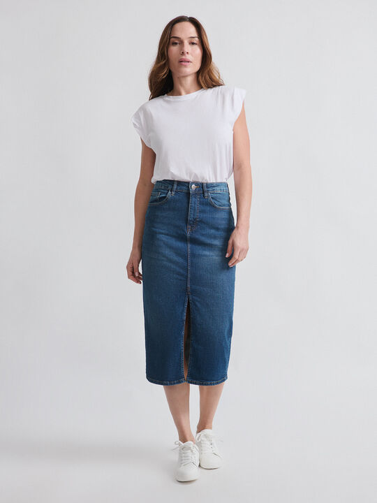 FALDA VAQUERA MIDI Dark blue image number null