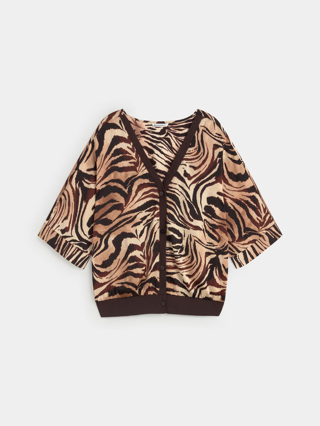 CHAQUETA FLUIDA ESTAMPADA Camel