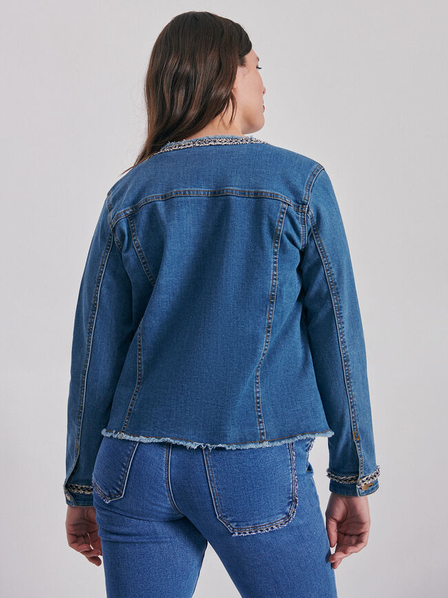 Chaqueta detalle tweed Mid blue