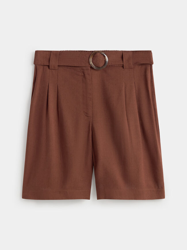 BERMUDA CON CINTURON Marron Medio