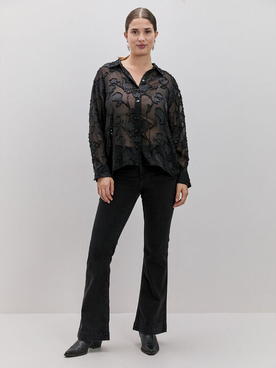 CAMISA DETALLE TRANSPARENCIAS Negro image number null