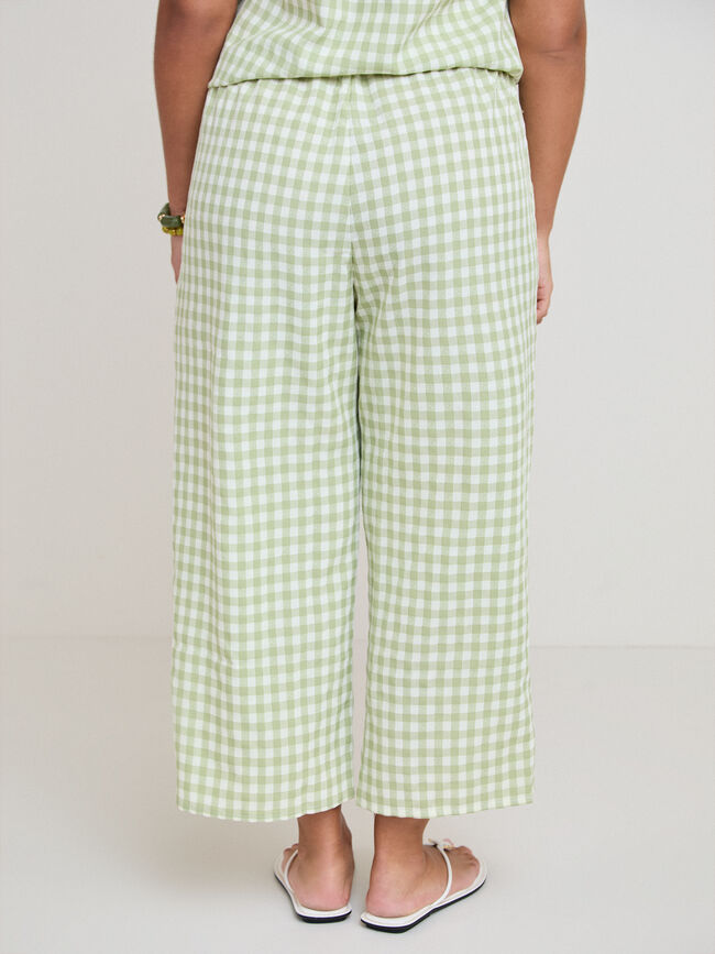 PANTALON  VICHY kaki claro