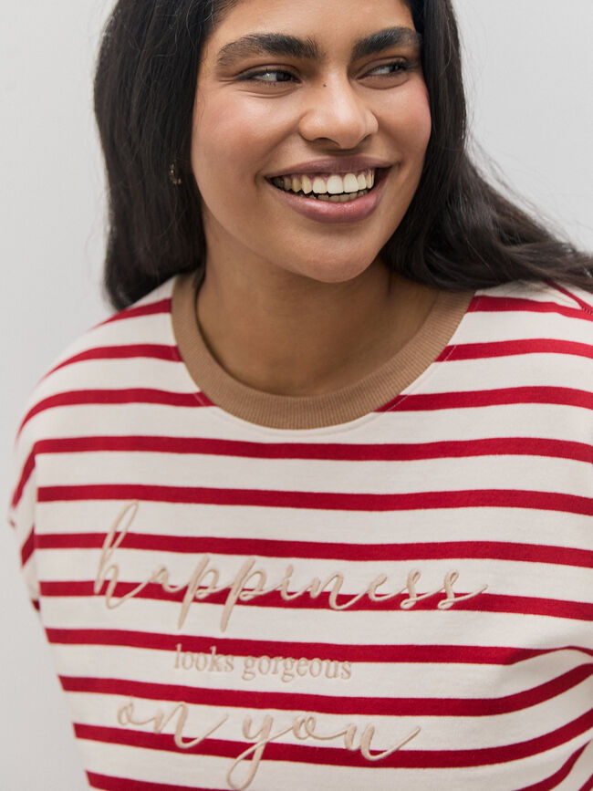 SUDADERA MENSAJE BORDADO Rayas 1