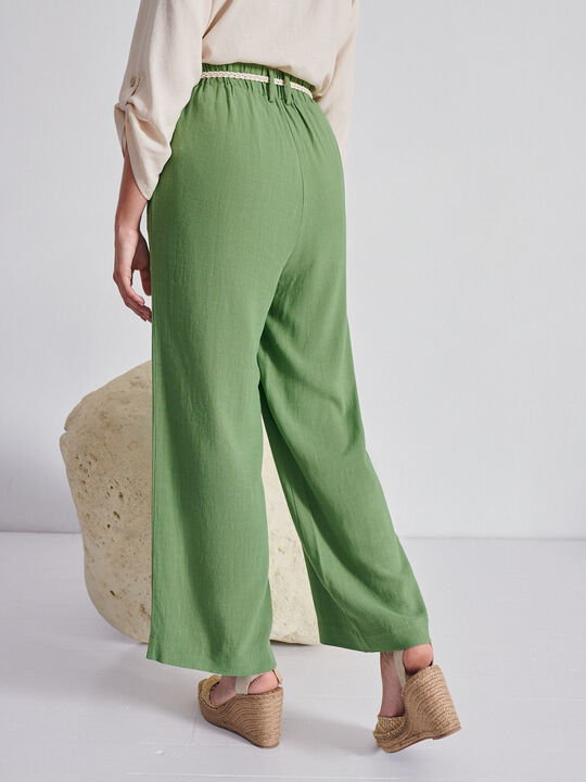 Pantalón rustico lino Oliva image number null