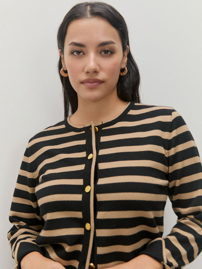CARDIGAN RAYA REDONDO Camel