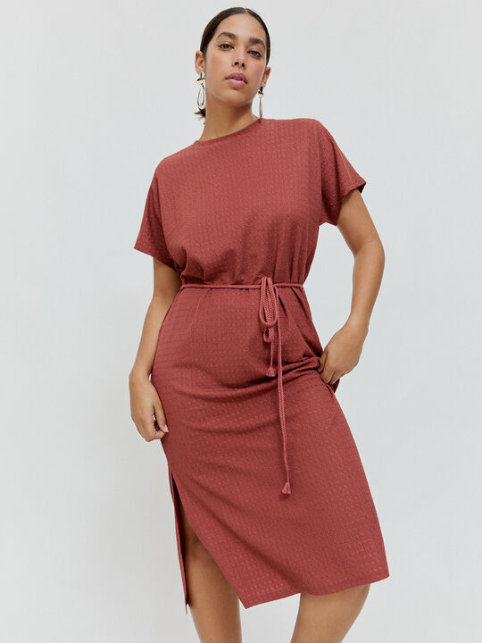 VESTIDO CORDON Marron/Naranja image number null