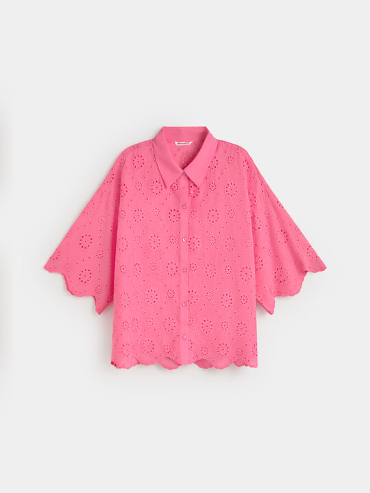 CAMISA BORDADA Rosa Chicle image number null