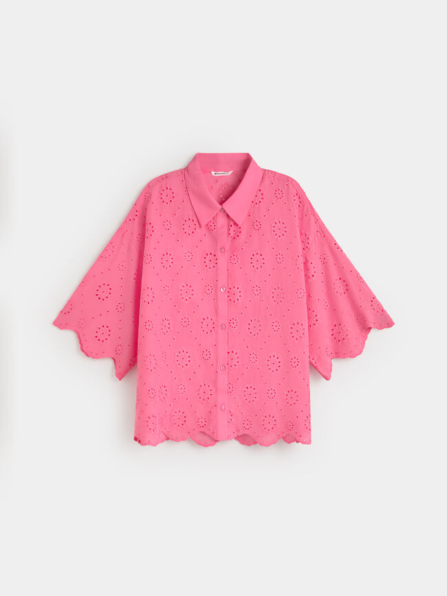 CAMISA BORDADA Rosa Chicle