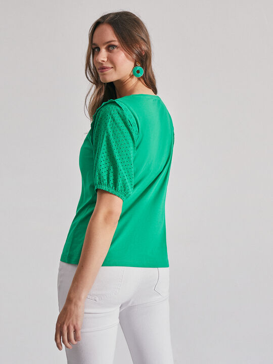 Camiseta algodón combinada Verde Brillante image number null