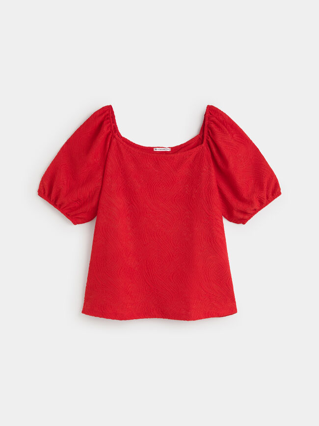 CAMISETA MESONERA JACQUARD Rojo