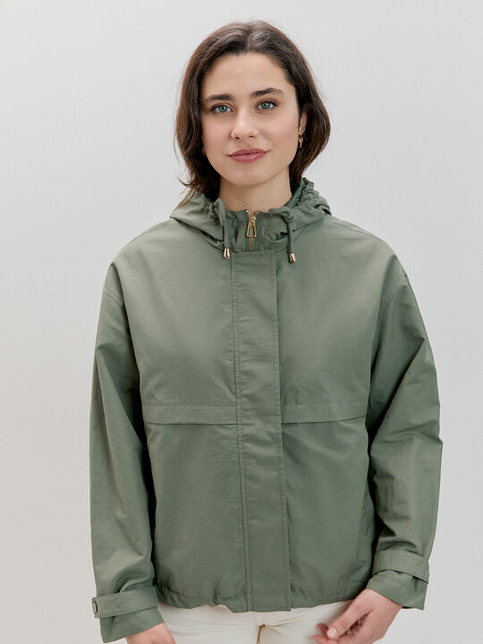 PARKA B&Aacute;SICA CAPUCHA kaki oscuro image number null