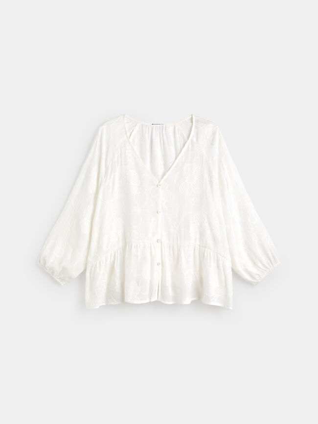 BLUSA BORDADA  FALD&Oacute;N Blanco Optico