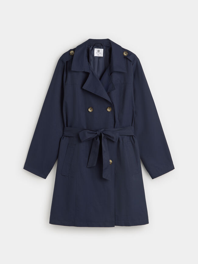 GABARDINA LARGA BOTONES Azul Marino