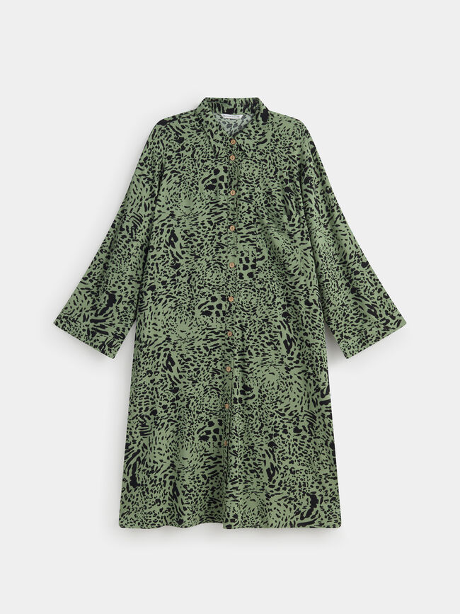 VESTIDO CORTO CAMISERO ESTAMPADO Verde Jade