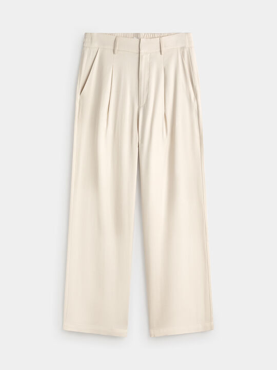 PANTAL&Oacute;N ANCHO PINZAS Beige image number null