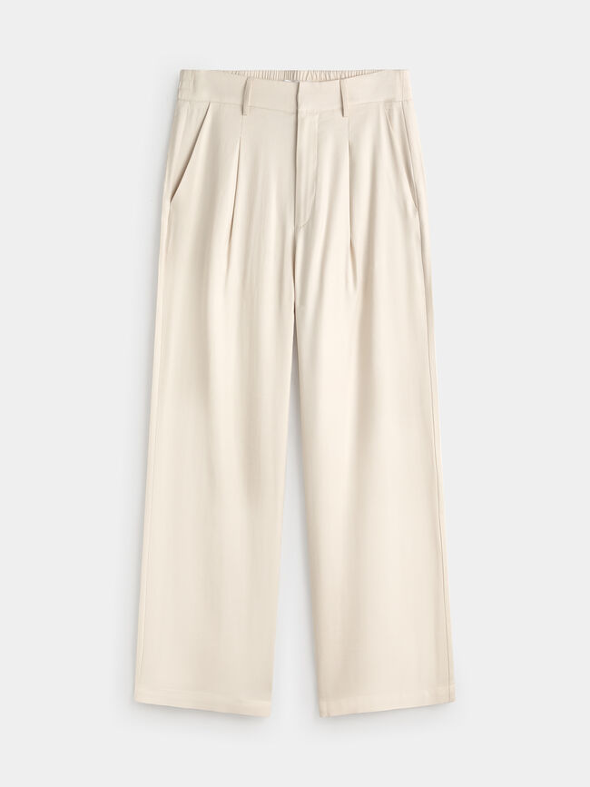 PANTAL&Oacute;N ANCHO PINZAS Beige