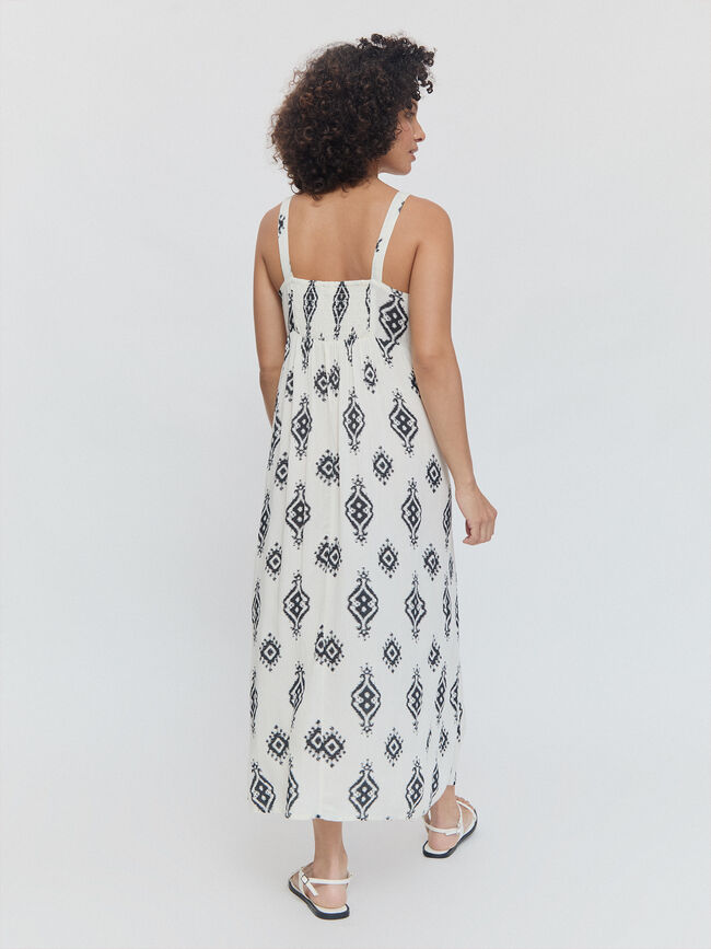 VESTIDO BORDADOS MIDI Negro