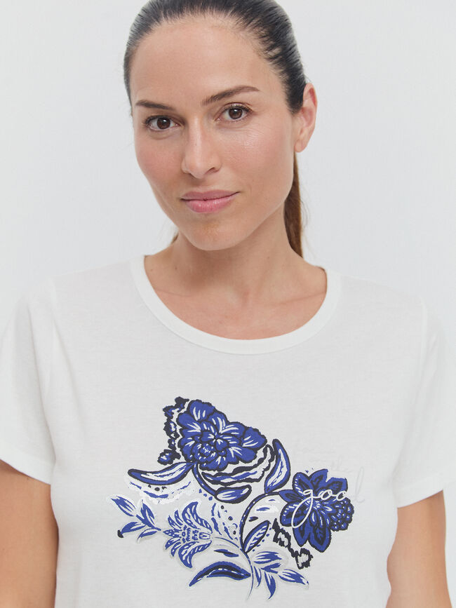 CAMISETA POSICIONAL FLORES Blanco Hueso