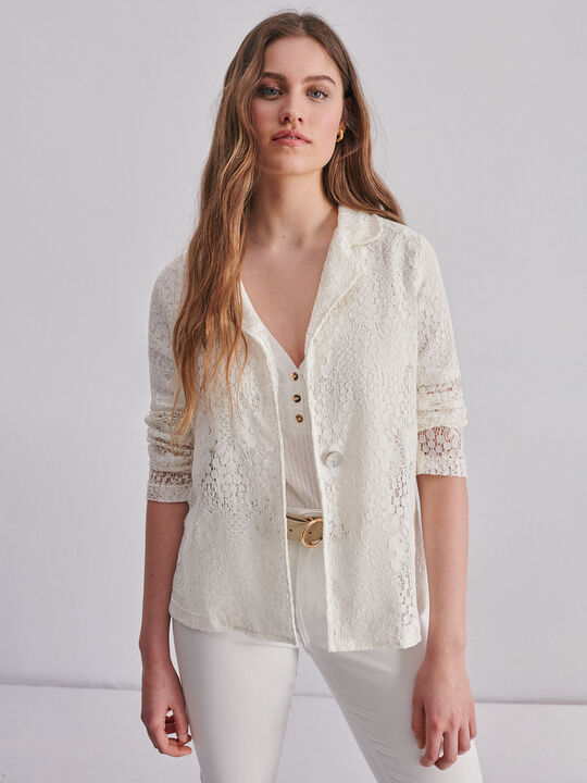 CHAQUETA ENCAJE Crudo Claro image number null