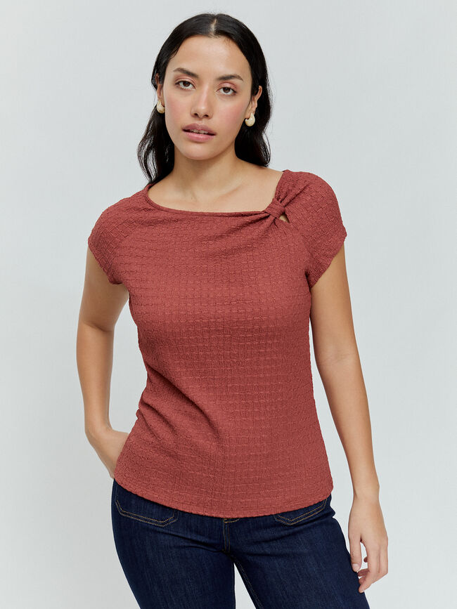CAMISETA DETALLE ABERTURA Marron/Naranja