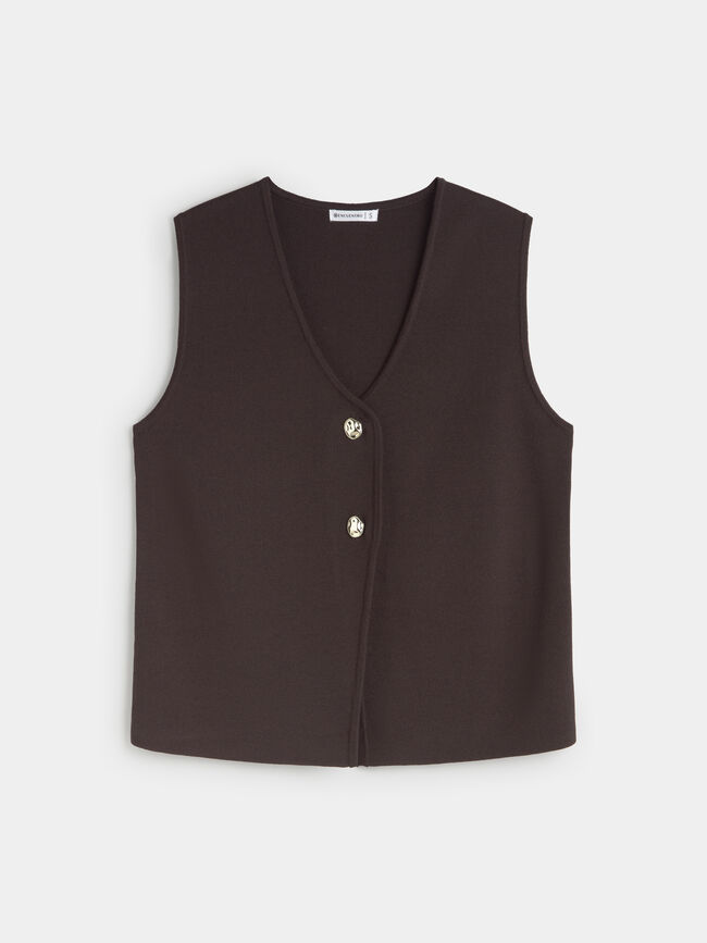 CHALECO DETALLE BOTONES Marron Oscuro
