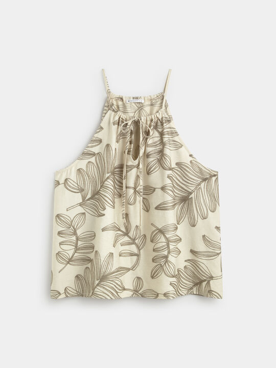 TOP HALTER BORDADO Beige image number null