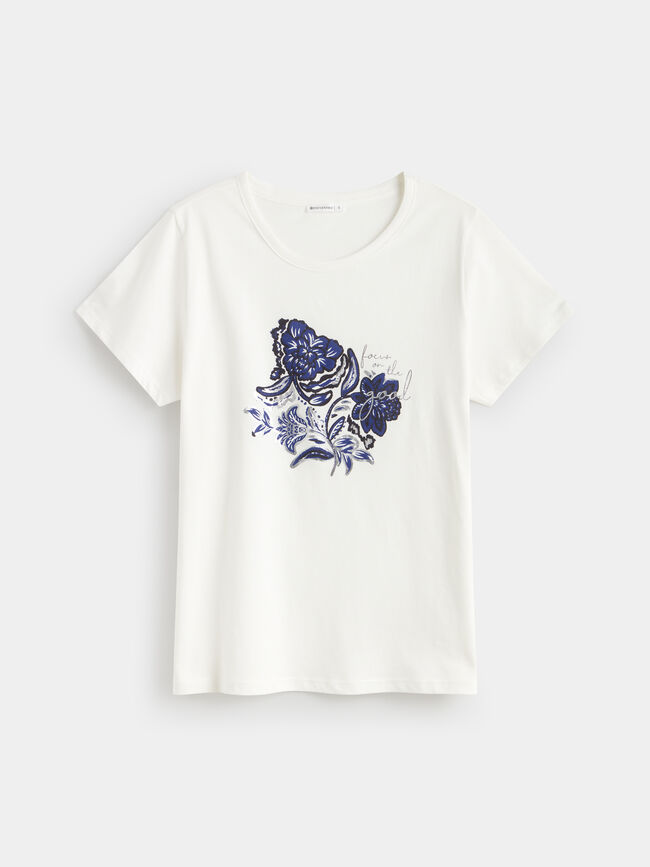CAMISETA POSICIONAL FLORES Blanco Hueso