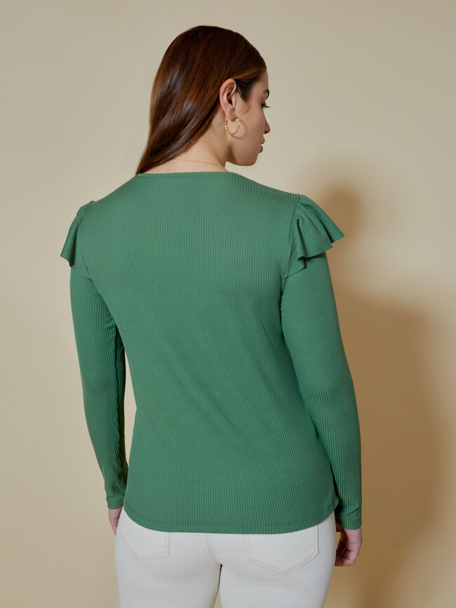 CAMISETA VOLANTE EN HOMBRO Verde Viridian