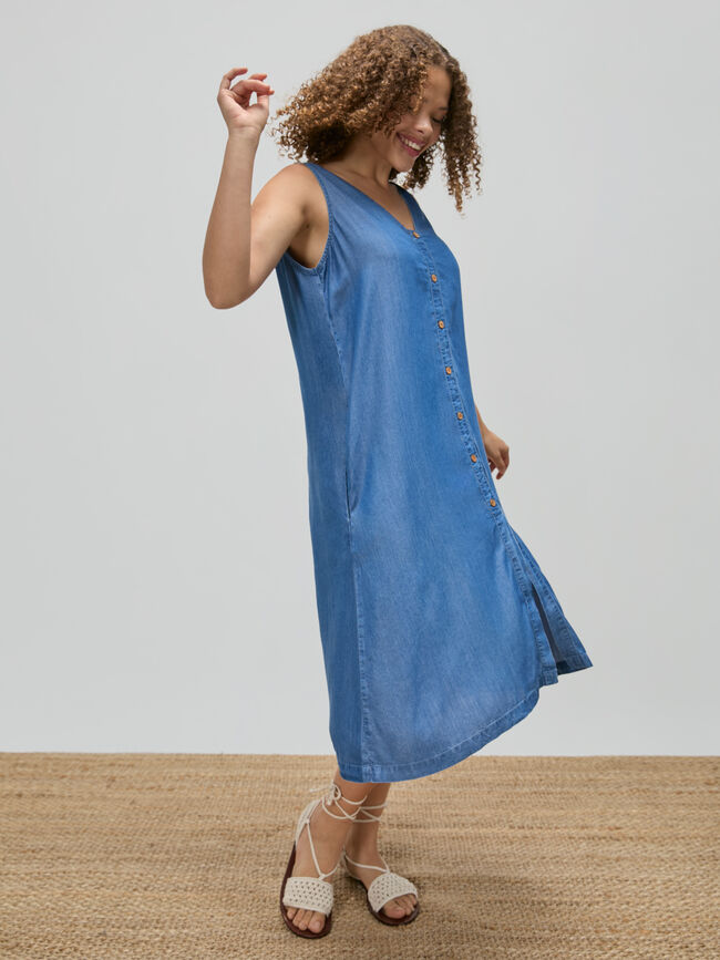VESTIDO LYOCELL BOTONES Mid blue