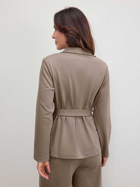 CHAQUETA TWILL ELASTICO BOTONES Beige image number null