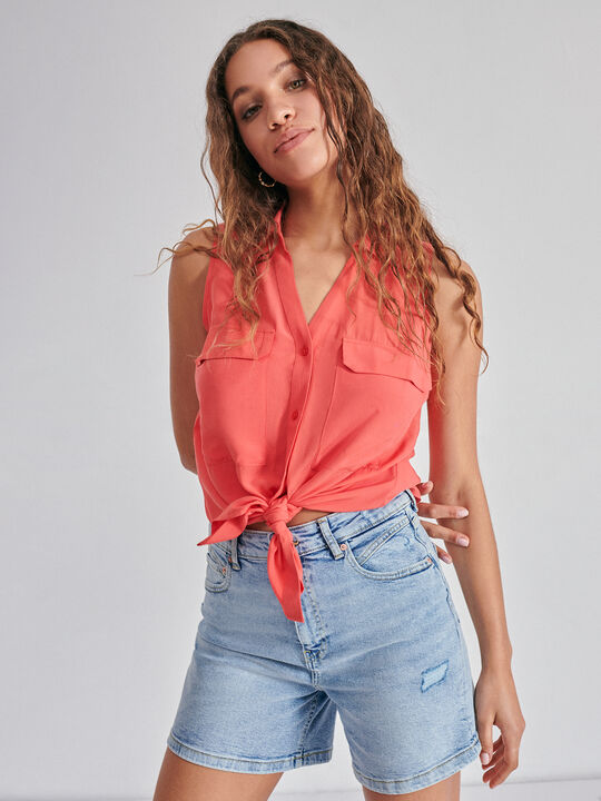 Blusa sin mangas naranja coral image number null
