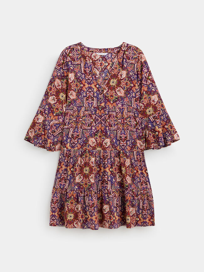 VESTIDO ESTAMPADO VUELO Violeta vintage