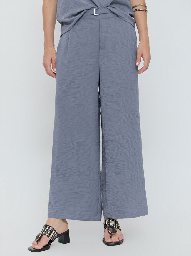 PANTALON ANCHO FLUIDO Azul Grisaceo