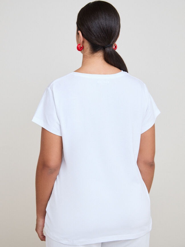 CAMISETA RAYAS LENTEJUELAS Blanco Optico