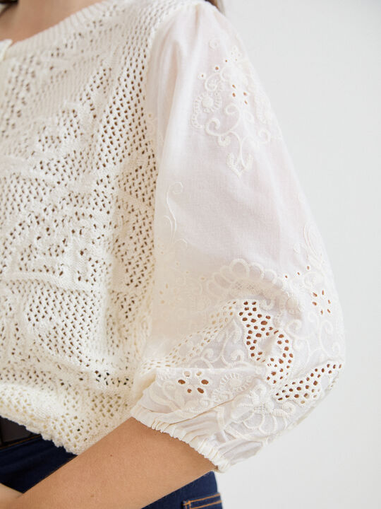 C&Aacute;RDIGAN BOTONES BIMATERIA Crudo image number null