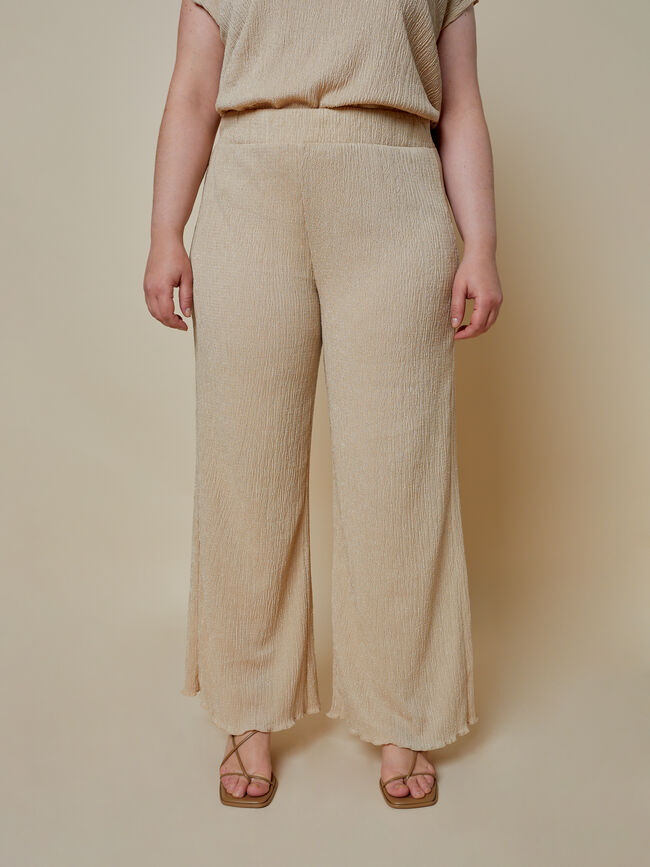 pantalón palazzo largo Beige