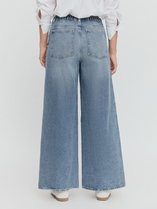 SUPER WIDE LEG GOMA Mid blue