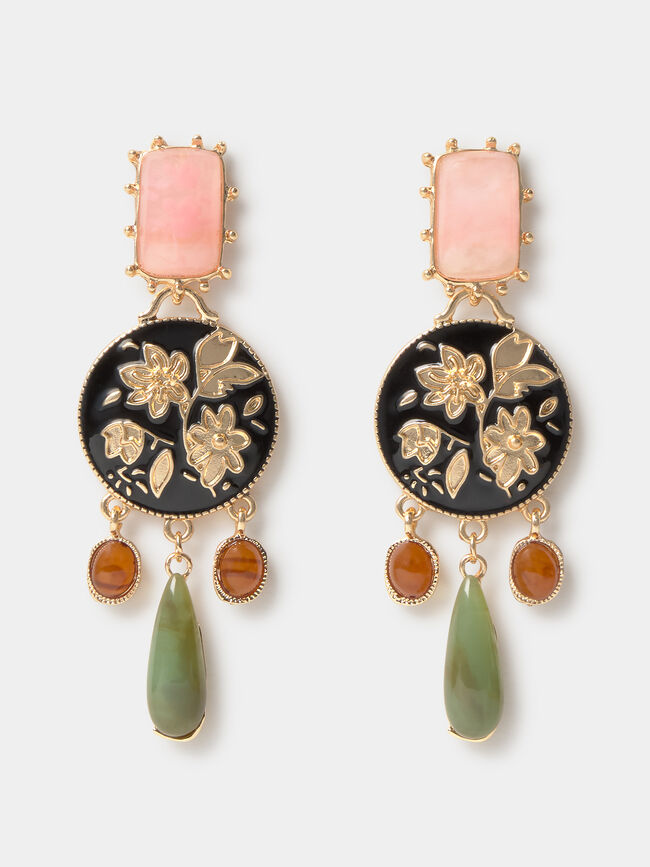 PENDIENTES FLORES COLORES Oro