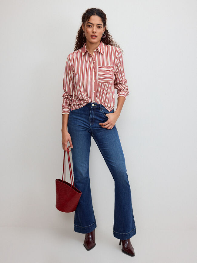 CAMISA VISCOSA ESTAMPADA Dark Cherry