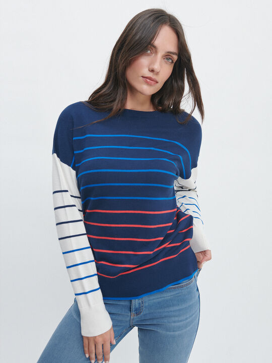 JERSEY RAYAS CONTRASTE Azul Marino image number null