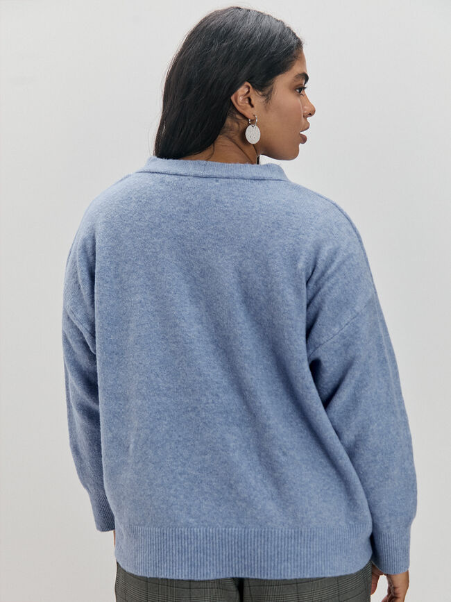 CARDIGAN PICO Celeste