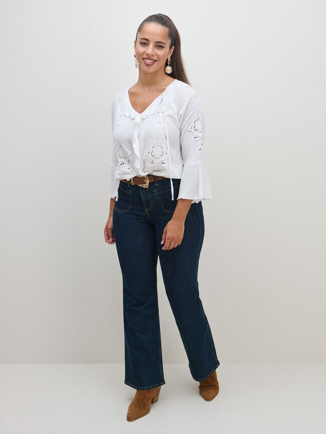 BLUSA BORDADA VOLANTES Blanco Optico