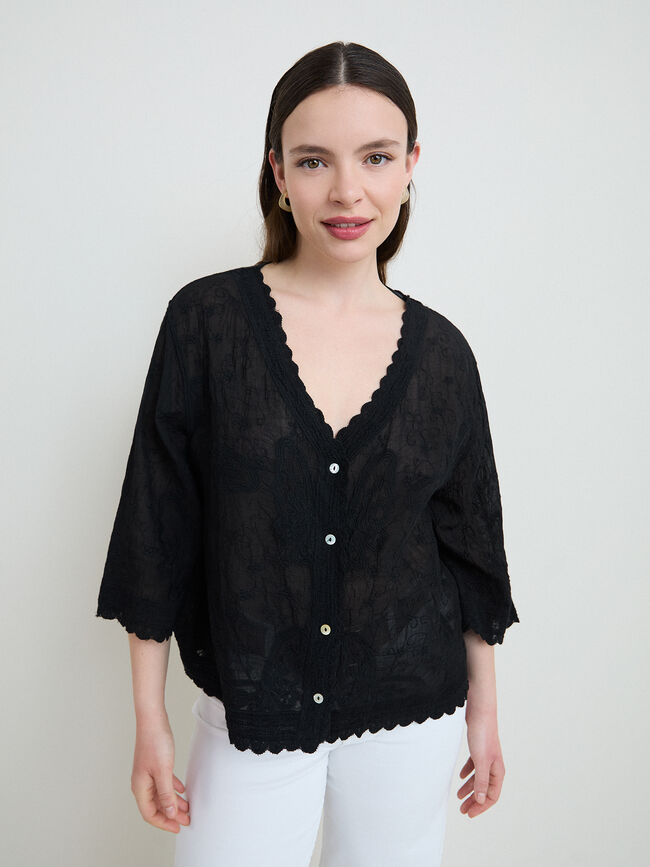 CAMISA BORDADOS FANTASIA Negro