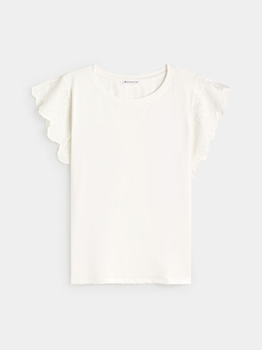 CAMISETA DETALLE VOLANTE Blanco Optico image number null