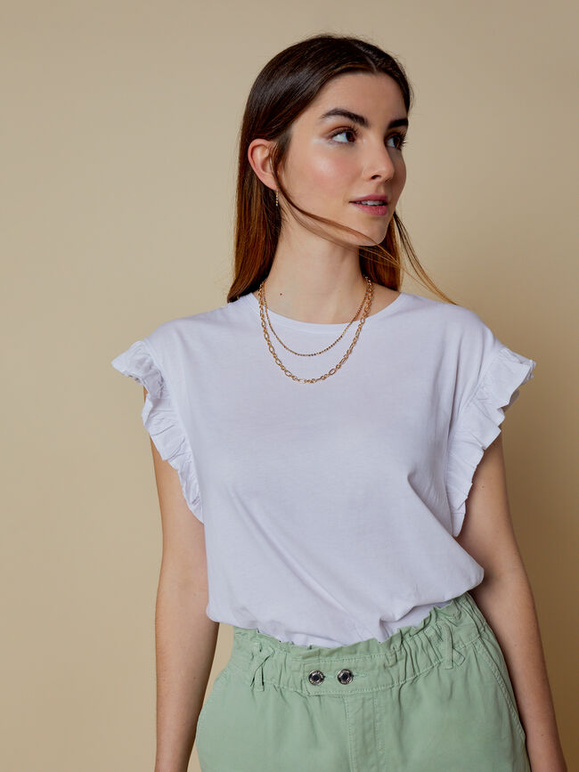 camiseta detalle mangas 100% algodón Blanco Optico
