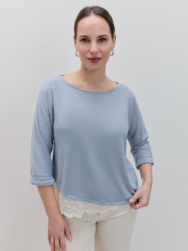 JERSEY PUNTILLA BAJO ASIM&Eacute;TRICA Azul Lavado