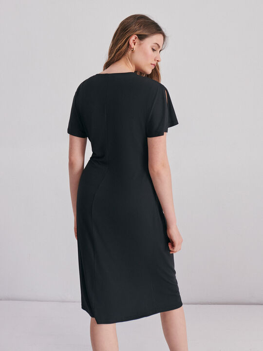 VESTIDO CUELLO PICO Negro image number null