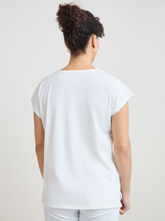 CAMISETA FLOR BORDADA Crudo image number null